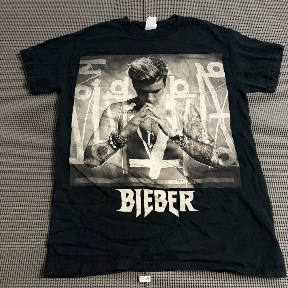 Justin Bieber Purpose Tour Black Graphic T-Shirt Small Concert Merch Quote
